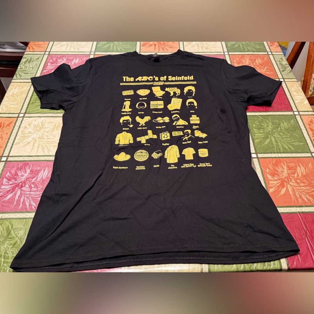 Men’s ABCs Of Seinfeld Shirt Large Medium Kramer George Costanza Jerry Elaine